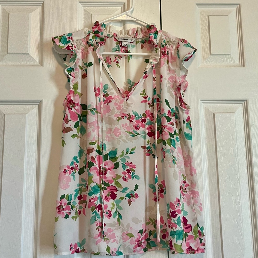 Counterparts Pink and Green Floral Blouse
